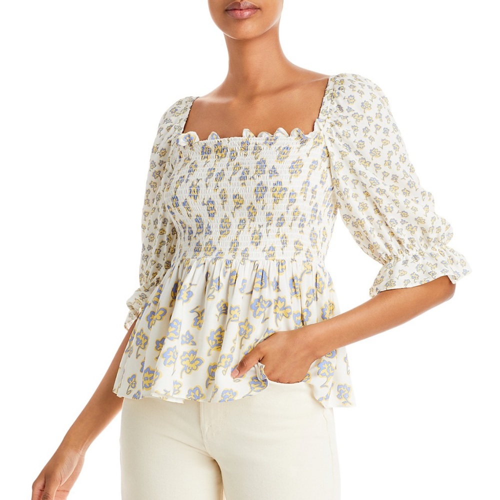 FRENCH CONNECTION DORIA SMOCKED TOP
